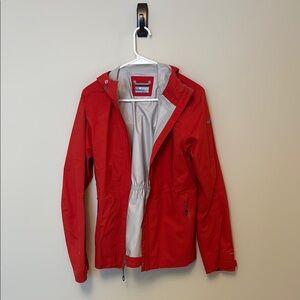 Columbia Red Rain Jacket with Water-Resistant Fabric and Full-Zip